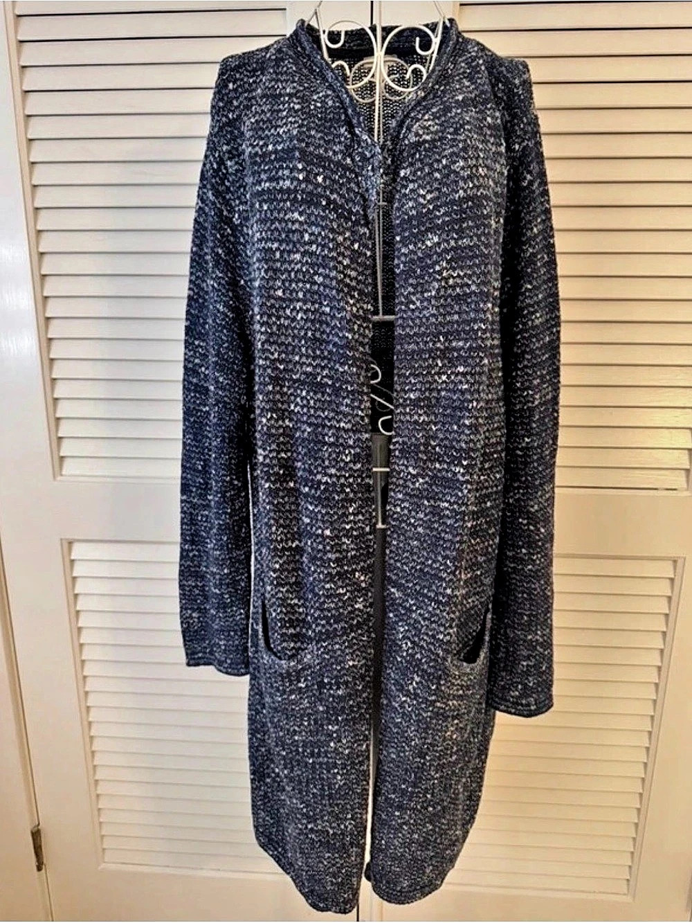 J. Jill Blue & Gray Knit Long Cardigan Size XL